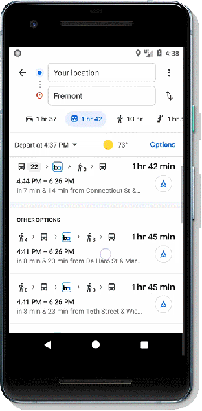 Combine transit directions with biking or ridesharing in Google Maps